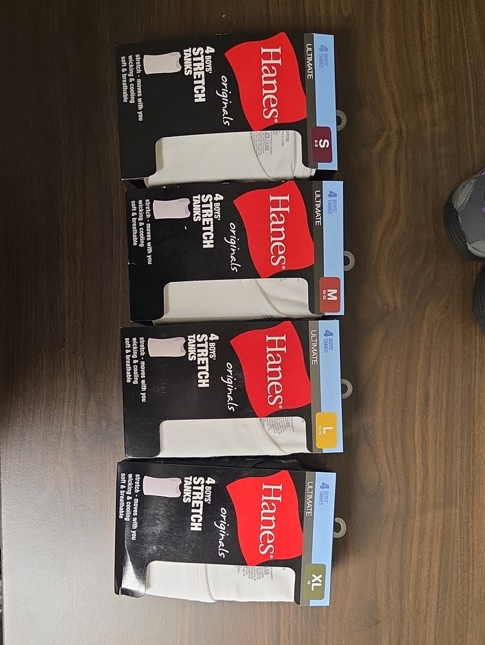 Hanes Boys White Stretch Tank 4-Pack - Ultimate Originals